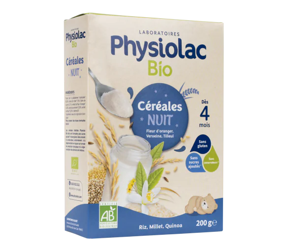 Céréales nuit bio dès 4 mois Physiolac - boîte de 200 g