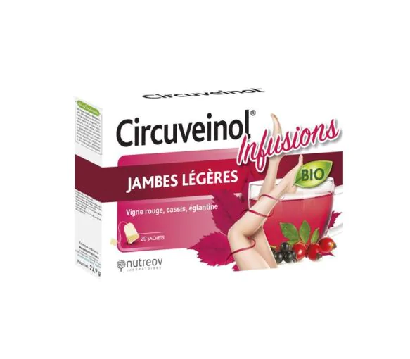 Circuveinol Infusion jambes légères bio Nutreov - boîte de 20 sachets