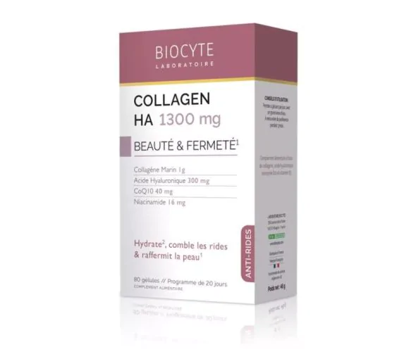 Collagen HA 1300mg beauté et fermeté Biocyte - boite de 80 gélules