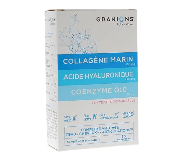 Collagène marin acide hyaluronique coenzyme Q10 Granions - boîte de 60 comprimés