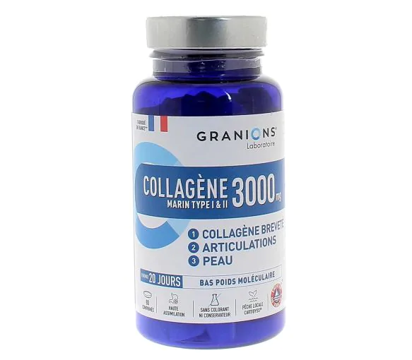 Collagène marin type I et II 3000 mg Granions - pot de 80 comprimés