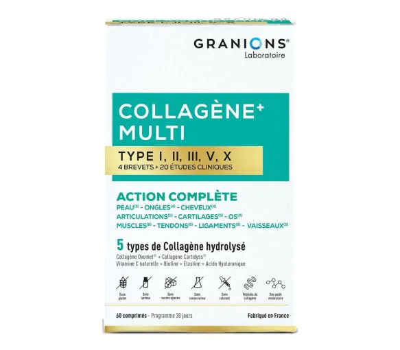 Collagène + multi type I, II, III, V, X Granions - boite de 60 comprimés