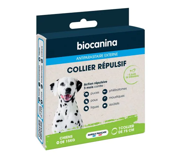 Collier répulsif chiens de plus de 15kg Biocanina - boîte de 1 collier de 75cm