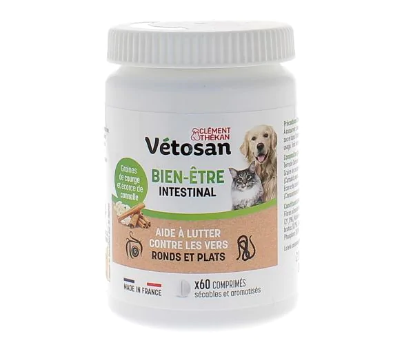 Vétosan Bien-être intestinal Clément-thékan - boite de 60 comprimés