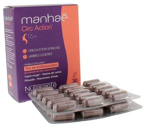 Complément alimentaire circ action circulation veineuse manhaé Nutrisanté - boite de 30 gélules