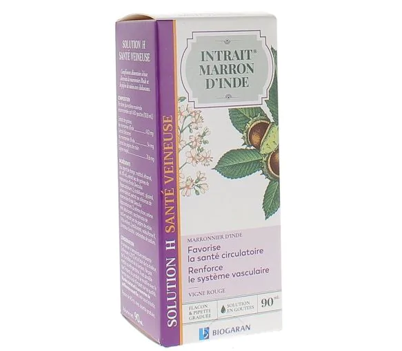 Complément alimentaire solution H santé veineuse intrait marron d'inde Biogaran - flacon de 90 ml