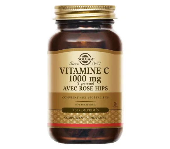 Vitamine C 1000mg avec Rose Hips Solgar - boite de 100 comprimés