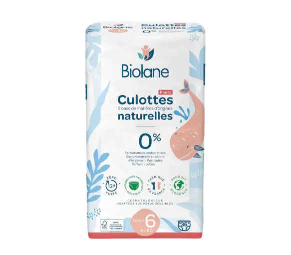 Couches culottes naturelles taille 6 Biolane - sachet de 36 couches culottes
