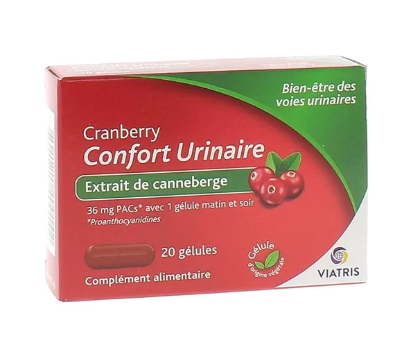 Cranberry Confort urinaire Viatris - boîte de 20 gélules