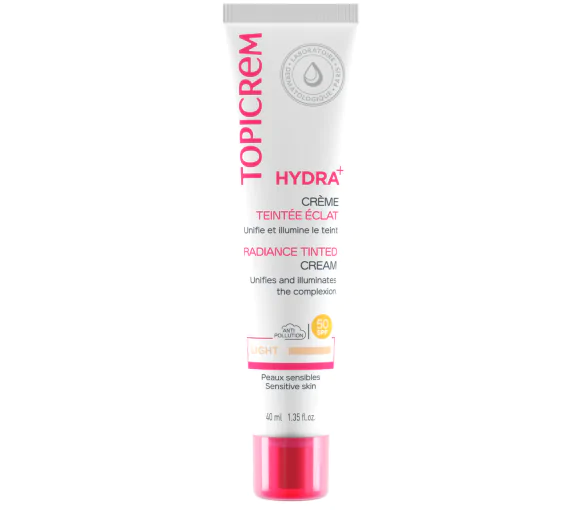 Hydra+ Crème teintée éclat Light SPF 50 Topicrem - tube de 40 ml