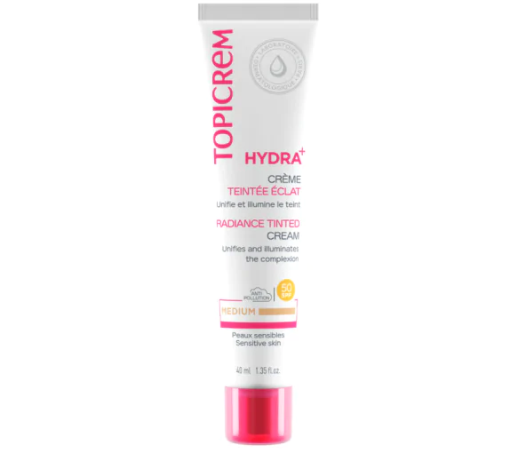 Hydra+ Crème teintée éclat Médium SPF 50 Topicrem - tube de 40 ml