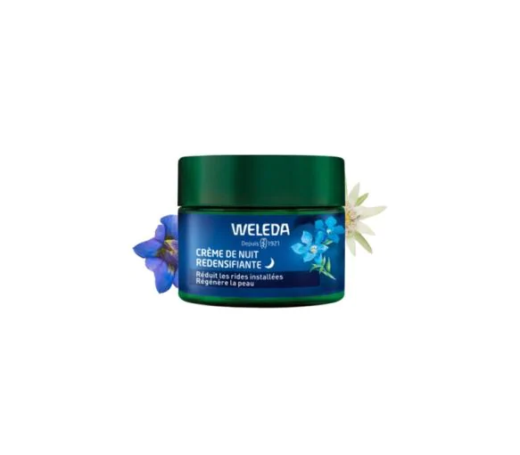 Crème de nuit redensifiante Gentiane bleue et Edelweiss Weleda - pot de 40ml