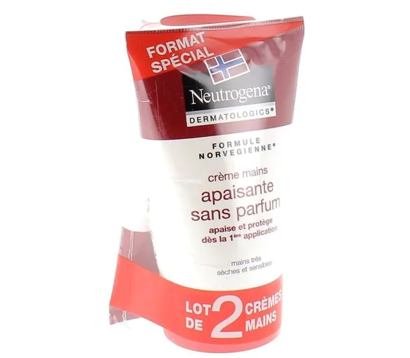 Crème mains apaisante sans parfum Neutrogena - lot de 2 tubes de 50 ml