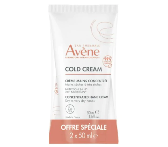 Crème mains concentrée cold cream Avène - lot de 2 tubes de 50 ml