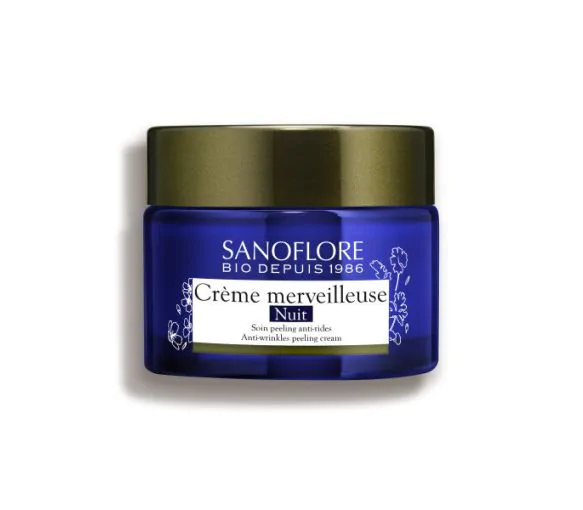 Crème merveilleuse nuit soin peeling anti-rides Sanoflore - pot de 50 ml