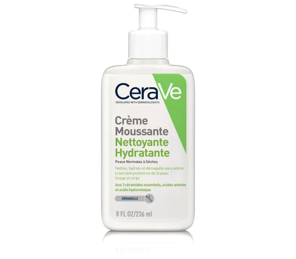 Crème moussante nettoyante hydratante CeraVe - Flacon-pompe de 236 ml