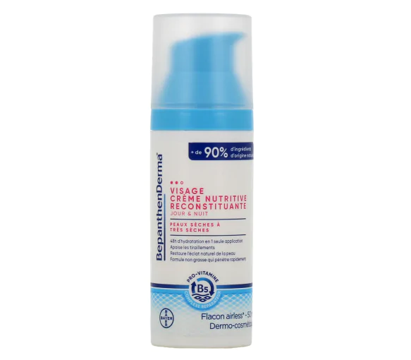 Crème nutritive reconstituante visage BepanthenDerma - flacon-pompe de 50ml