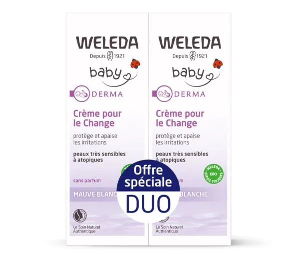 Crème pour le change mauve blanche Weleda - lot de 2 tubes de 50 ml