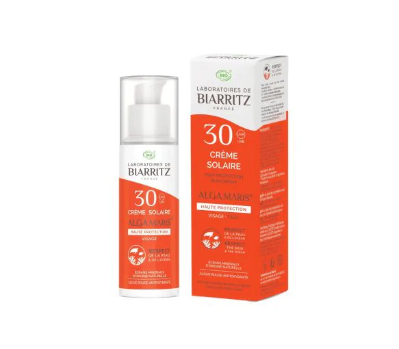 Crème solaire haute protection SPF 30 bio Algamaris Laboratoires de Biarritz - tube de 50 ml