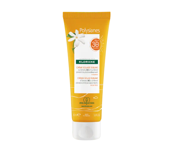 Crème solaire sublime au Tamanu bio et Monoï visage SPF 30 Klorane - tube de 50 ml