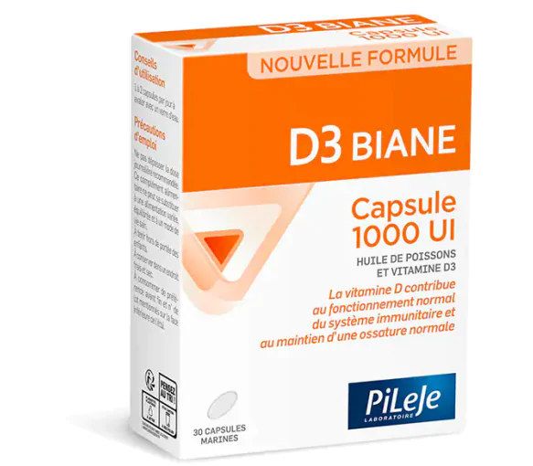 D3 Biane capsule 1000 UI PiLeJe - boîte de 30 capsules