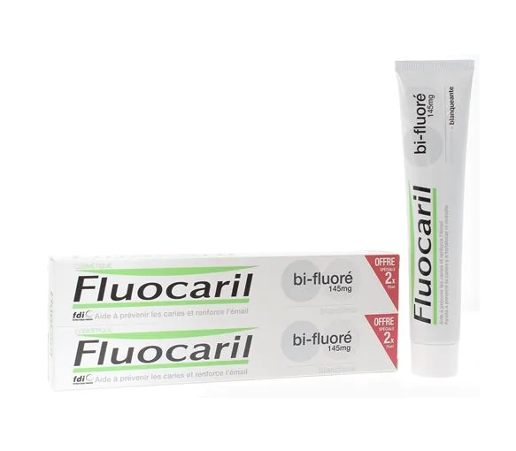 Dentifrice Blancheur Bi-Fluoré Fluocaril - lot de 2 tubes de 75 ml
