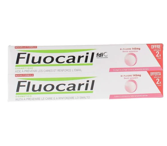 Dentifrice Dents Sensibles Bi-Fluoré Fluocaril - lot de 2 tubes de 75 ml