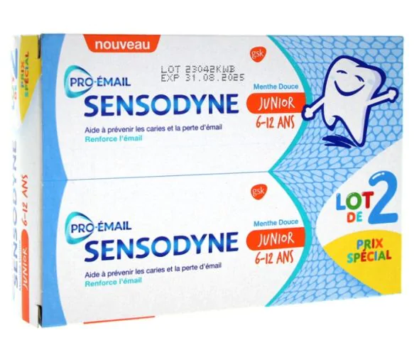 Dentifrice Junior Sensodyne - lot de 2 tubes de 50 ml
