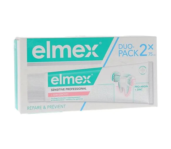Dentifrice Sensitive Professional + soin gencives Elmex - lot de 2 tubes de 75 ml
