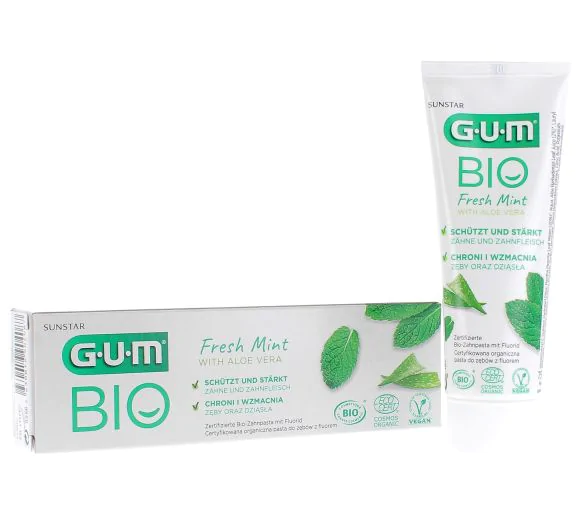 Dentifrice bio à l'Aloe Vera menthe fraîche Gum - tube de 75 ml
