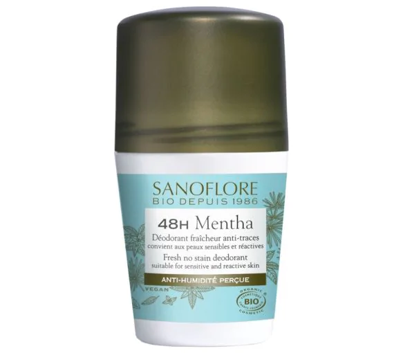 Déodorant Mentha efficacité 48h bio Sanoflore - roll-on de 50ml