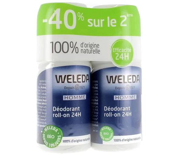 Déodorant Roll-on 24h homme Weleda - 2 flacons de 50 ml