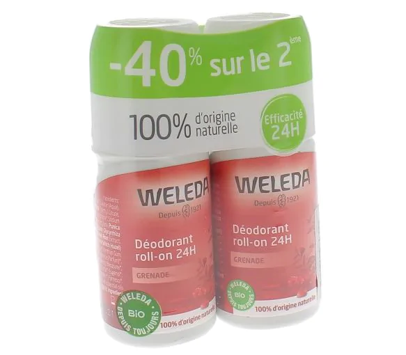 Déodorant à la grenade Roll-on 24h Weleda - lot de 2x50ml