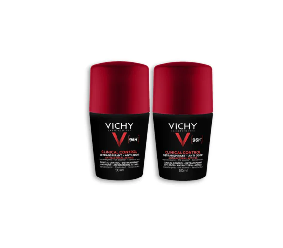 Déodorant détranspirant Clinical Control 96h Vichy Homme - lot de 2 rolls-on de 50ml
