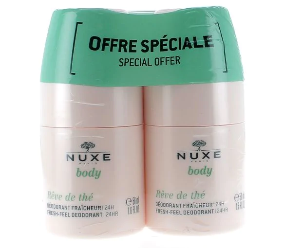 Déodorant fraîcheur Rêve de thé Nuxe Body - lot de deux roll-on de 50ml