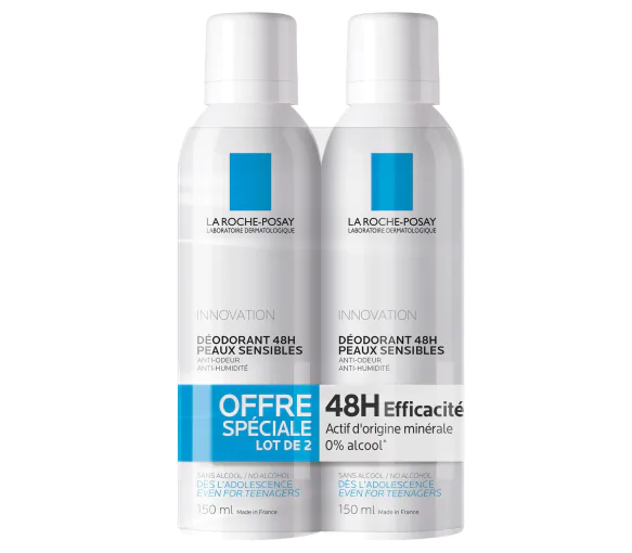 Déodorant physiologique 24h La Roche-Posay - lot de 2 sprays de 150 ml