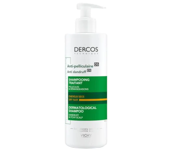 Dercos anti-pelliculaire shampooing traitant cheveux secs Vichy - flacon-pompe de 390ml