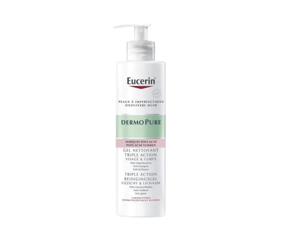 Dermopure gel nettoyant triple action Eucerin - flacon-pompe de 500ml