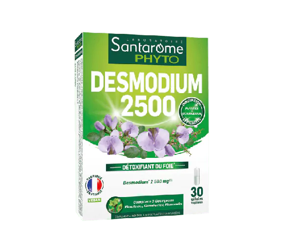Desmodium 2500 Détoxifiant du foie Santarôme Phyto - boîte de 30 gélules