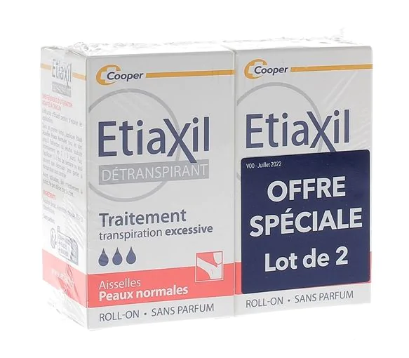 Détranspirant sudo-régulateur peaux normales aisselles Etiaxil - lot de 2 roll-on de 15 ml