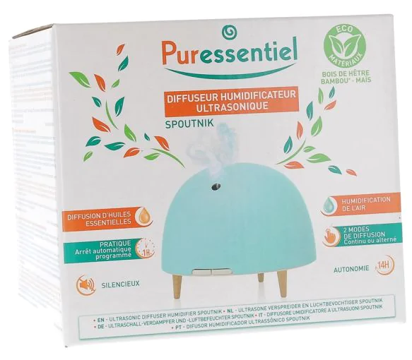 Diffuseur Humidificateur Ultrasonique Spoutnik Puressentiel - boîte de 1 diffuseur Spoutnik + 1 adaptateur