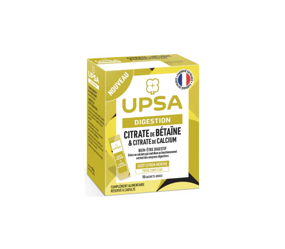Digestion Citrate de bétaïne & Citrate de calcium UPSA - boîte de 10 sachet-doses