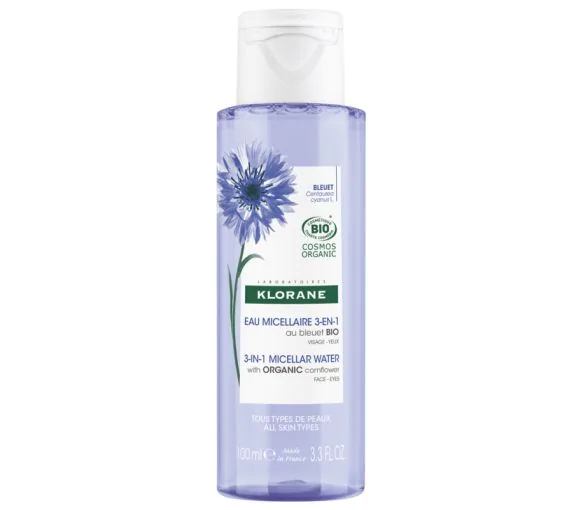 Eau micellaire 3 en 1 au Bleuet bio Klorane - flacon de 100 ml