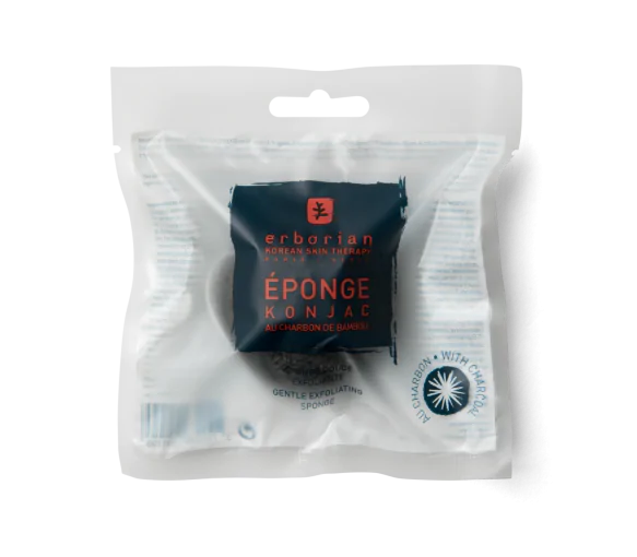 Erborian éponge konjac au charbon de bambou éponge douce exfoliante - une éponge