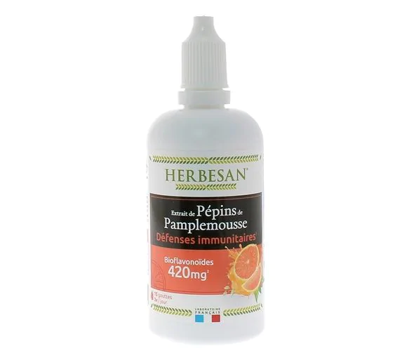 Extrait de pépins de pamplemousse 420 mg Herbesan - flacon compte-gouttes de 100ml