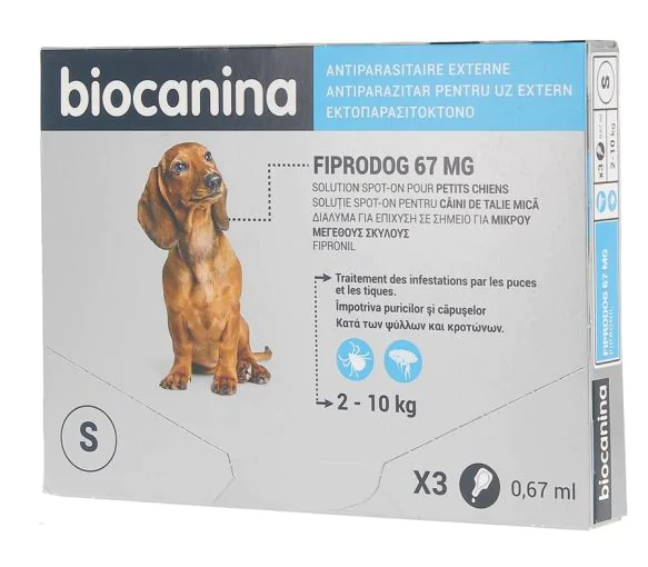 Biocanina Fiprodog Spot-on 67 mg petits chiens 2-10 kg - 3 pipettes