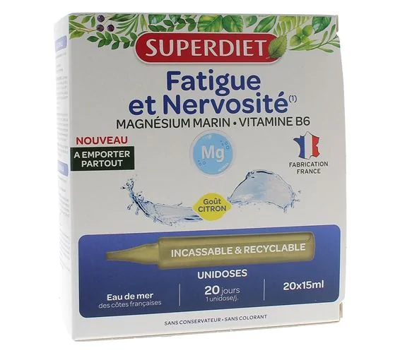 Fatigue et nervosité Superdiet - boîte de 20 unidoses de 15ml