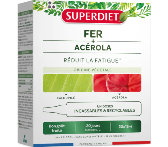 Fer + acérola Superdiet - boîte de 20 unidoses