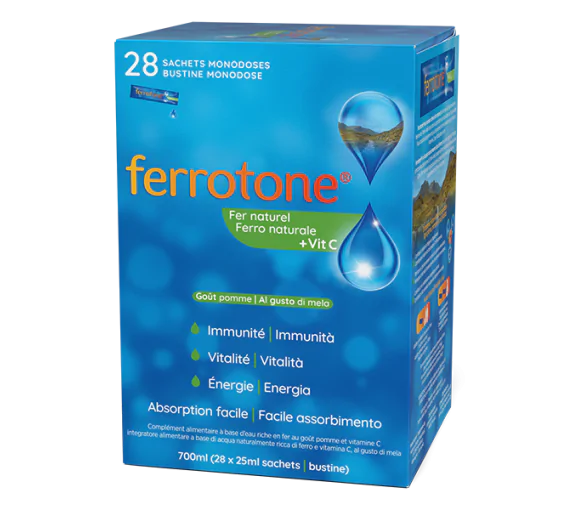 Ferrotone + vitamine C goût pomme Famadem - boîte de 28 sachets