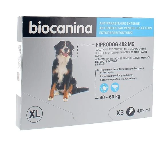 Fiprodog Spot-on 402 mg Biocanina très grands chiens 40-60 kg - 3 pipettes